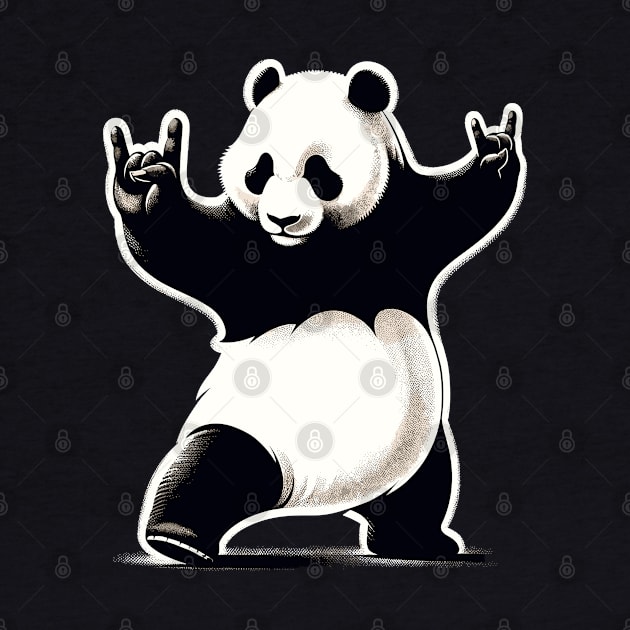 Retro Panda Rock Music Gift Funny Panda by KsuAnn